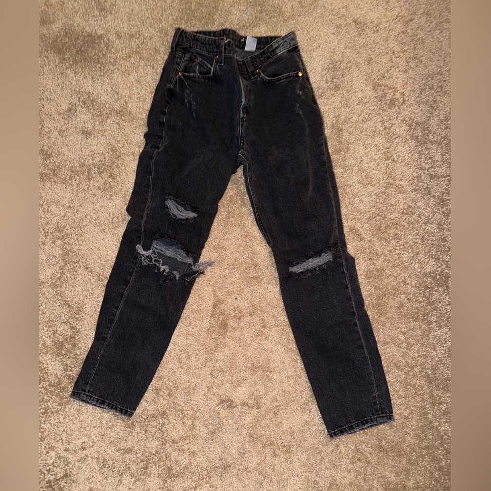 H&M ripped black boyfriend jeans
